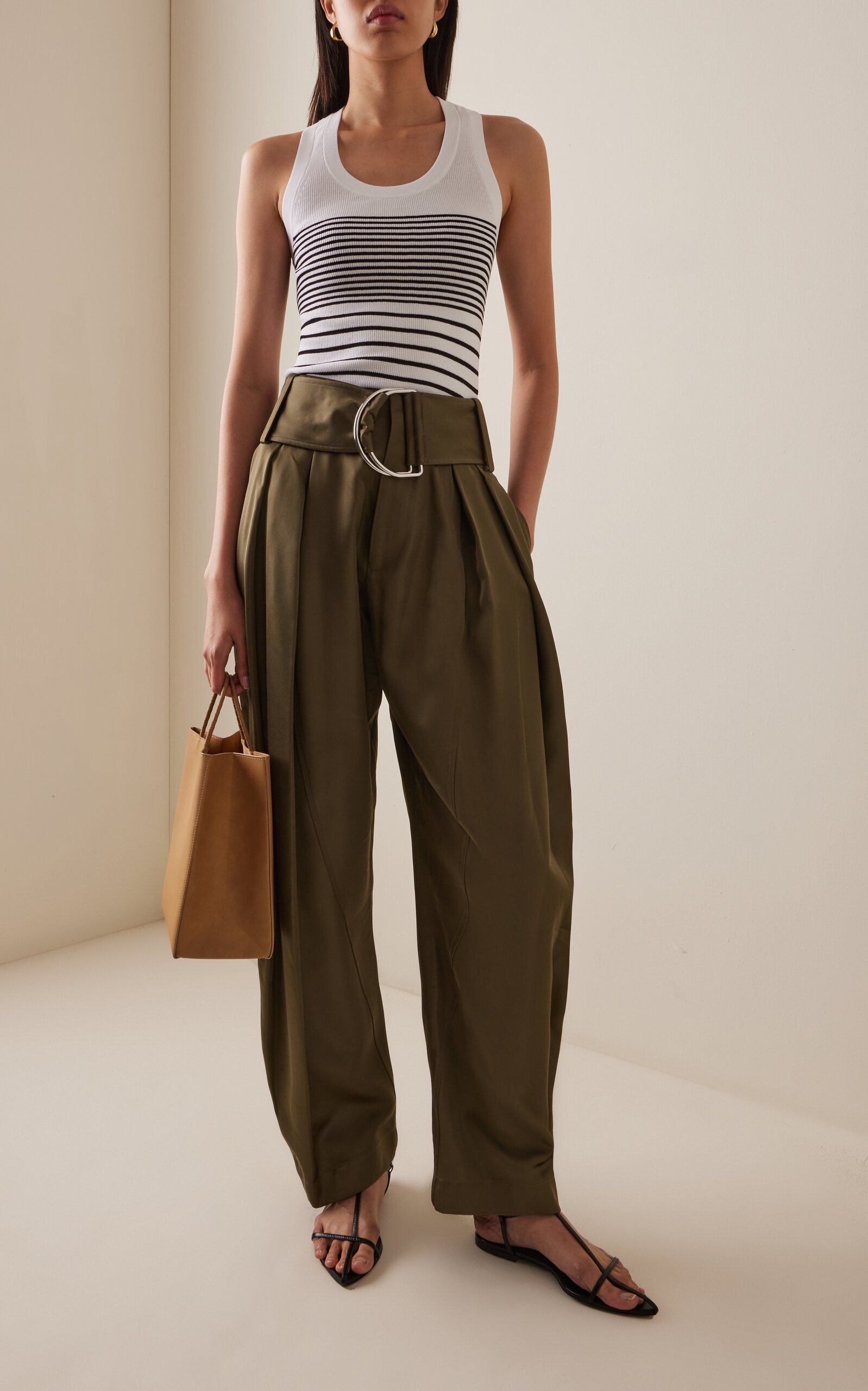 Roberts Top in Matte Viscose Rib stripe - 2