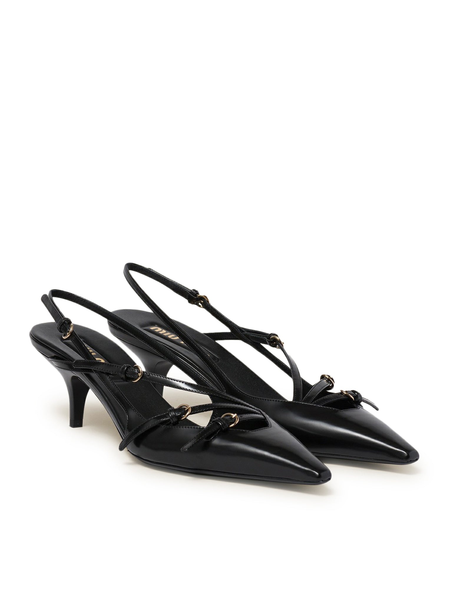 BRUSHED LEATHER SLINGBACK PUMPS WITH BUCKLES - 2