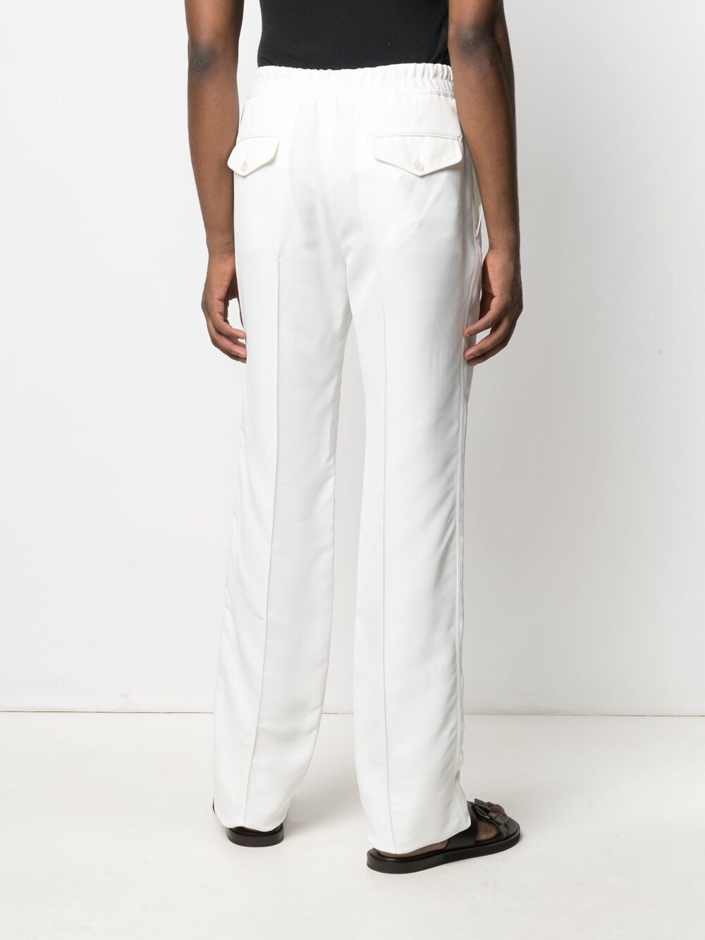 drawstring-waist straight-leg trousers - 4