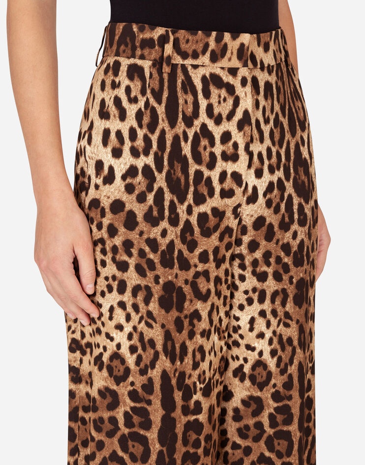 Flared leopard-print cady pants - 5