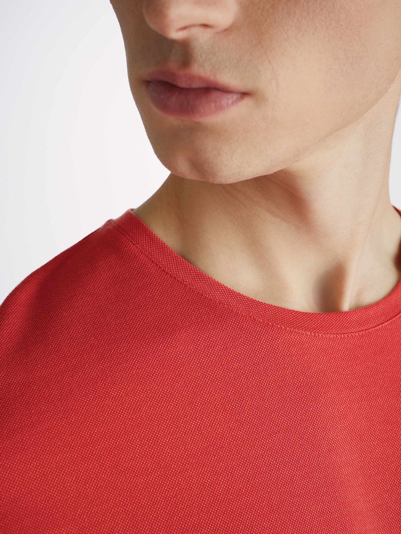 Men's T-Shirt Ramsay Pique Cotton Tencel Red - 5