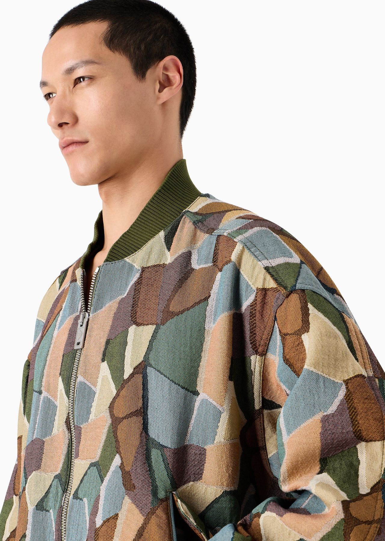 Emporio Armani Sustainability Values Capsule Collection organic jacquard Gobelin fabric bomber jacke - 5