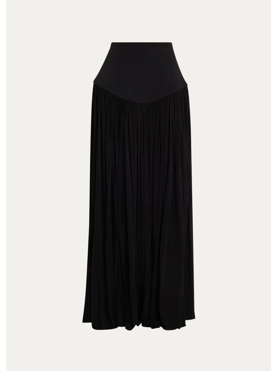Louise Gathered Yoke Jersey Maxi Skirt - 1
