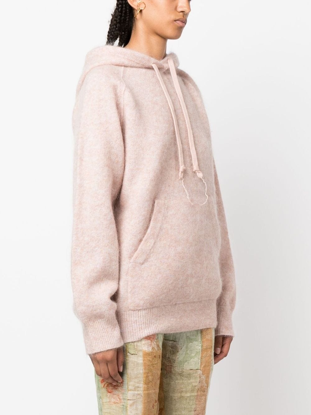 melange-effect wool-blend hoodie - 3