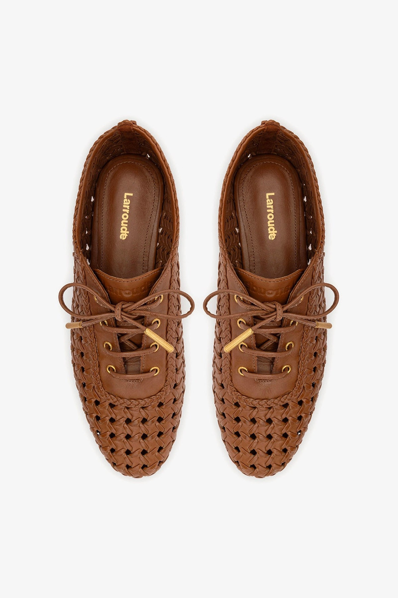 Liza Macrame Sneaker In Caramel Leather 6