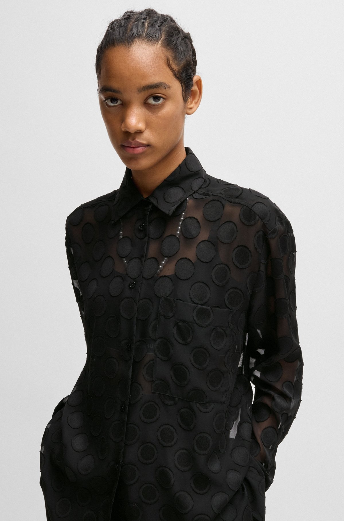 OVERSIZE-FIT BLOUSE WITH POLKA-DOT PATTERN - 4