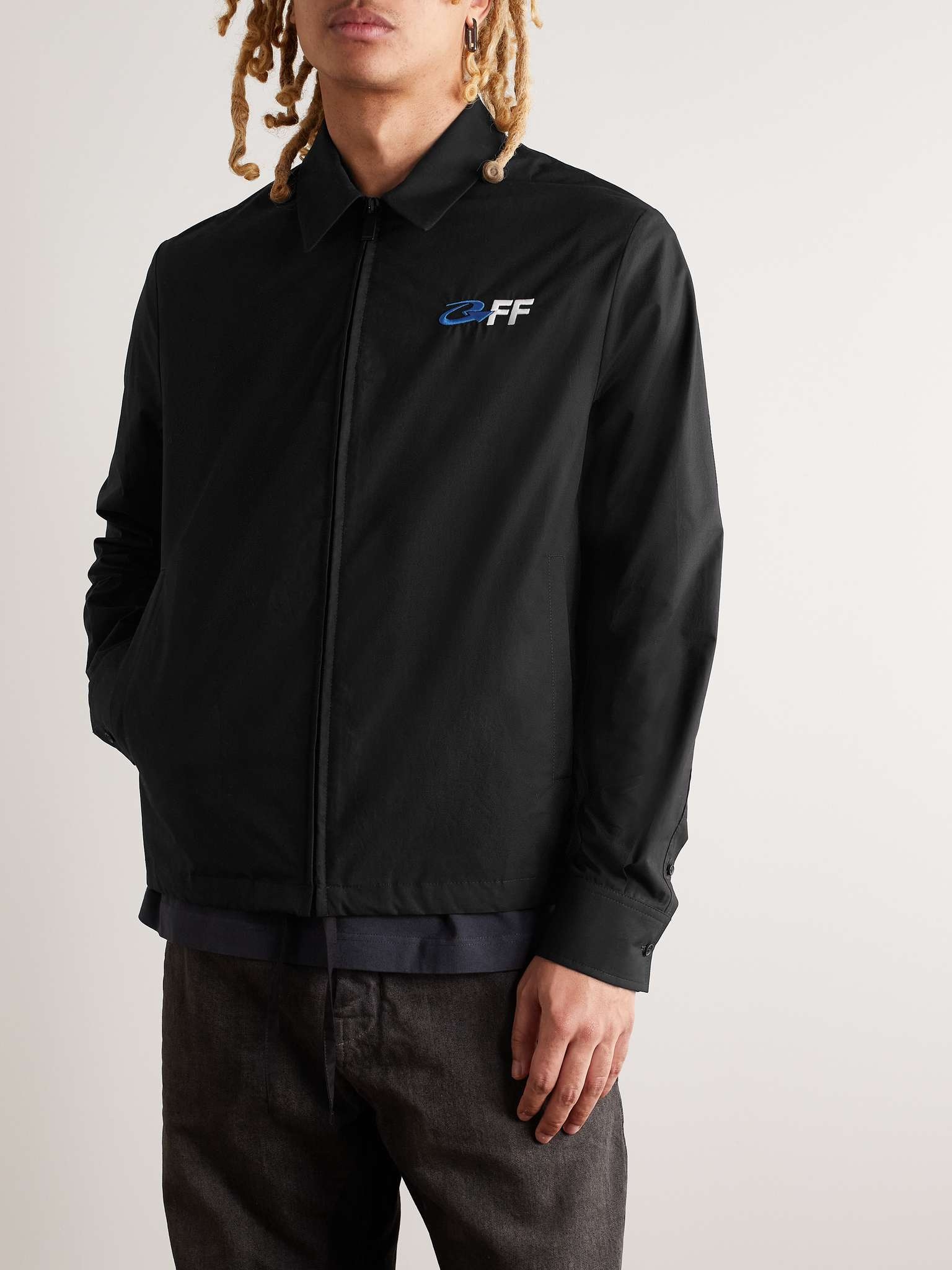 Logo-Embroidered Printed Cotton-Sateen Shirt Jacket - 3