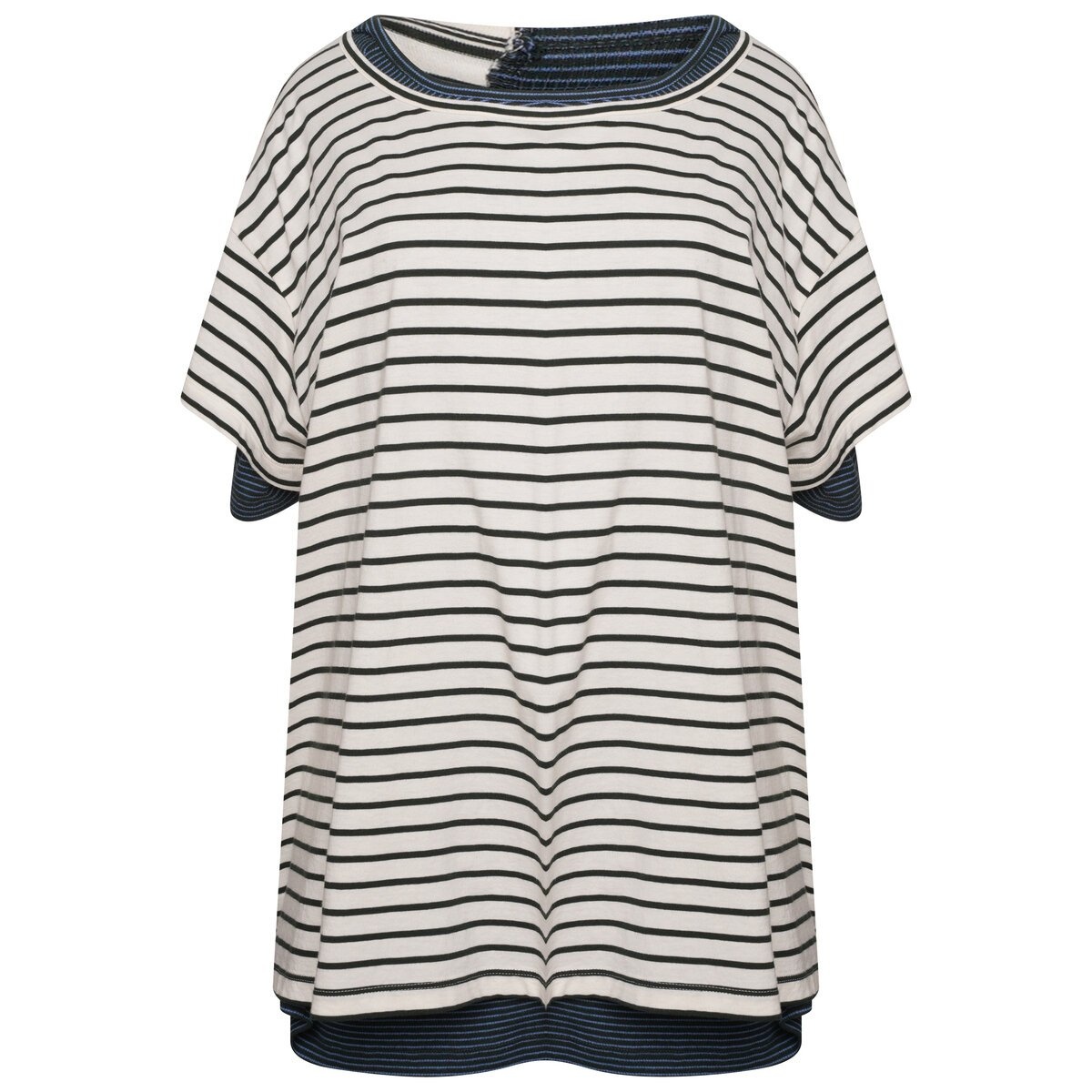 Striped Double-Layer T-Shirt in Blue - 1