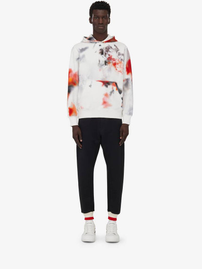 Alexander McQueen Men's Obscured Flower Hooded Sweatshirt in White/red/black outlook