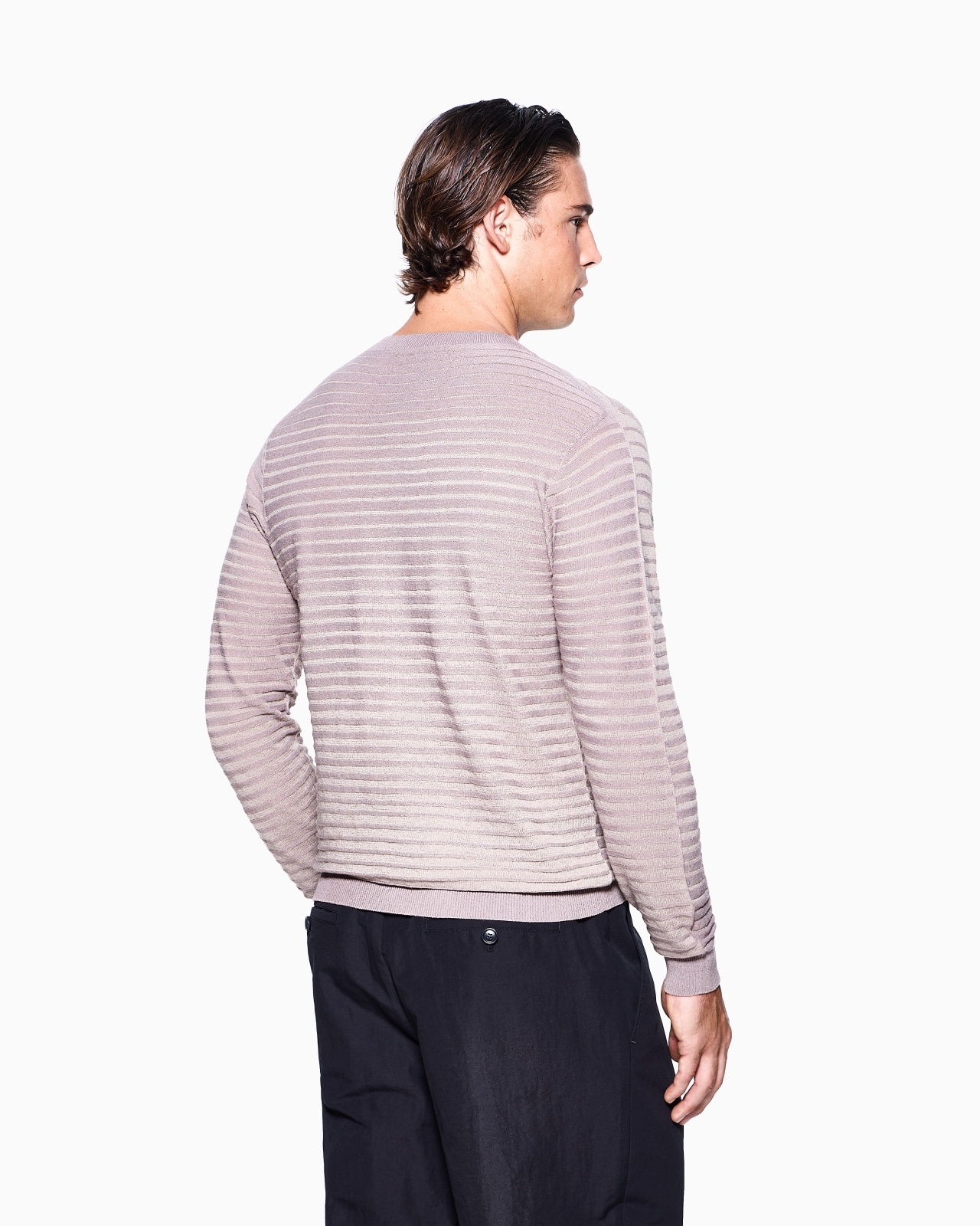CREW-NECK JUMPER IN LINEN AND COTTON - 3