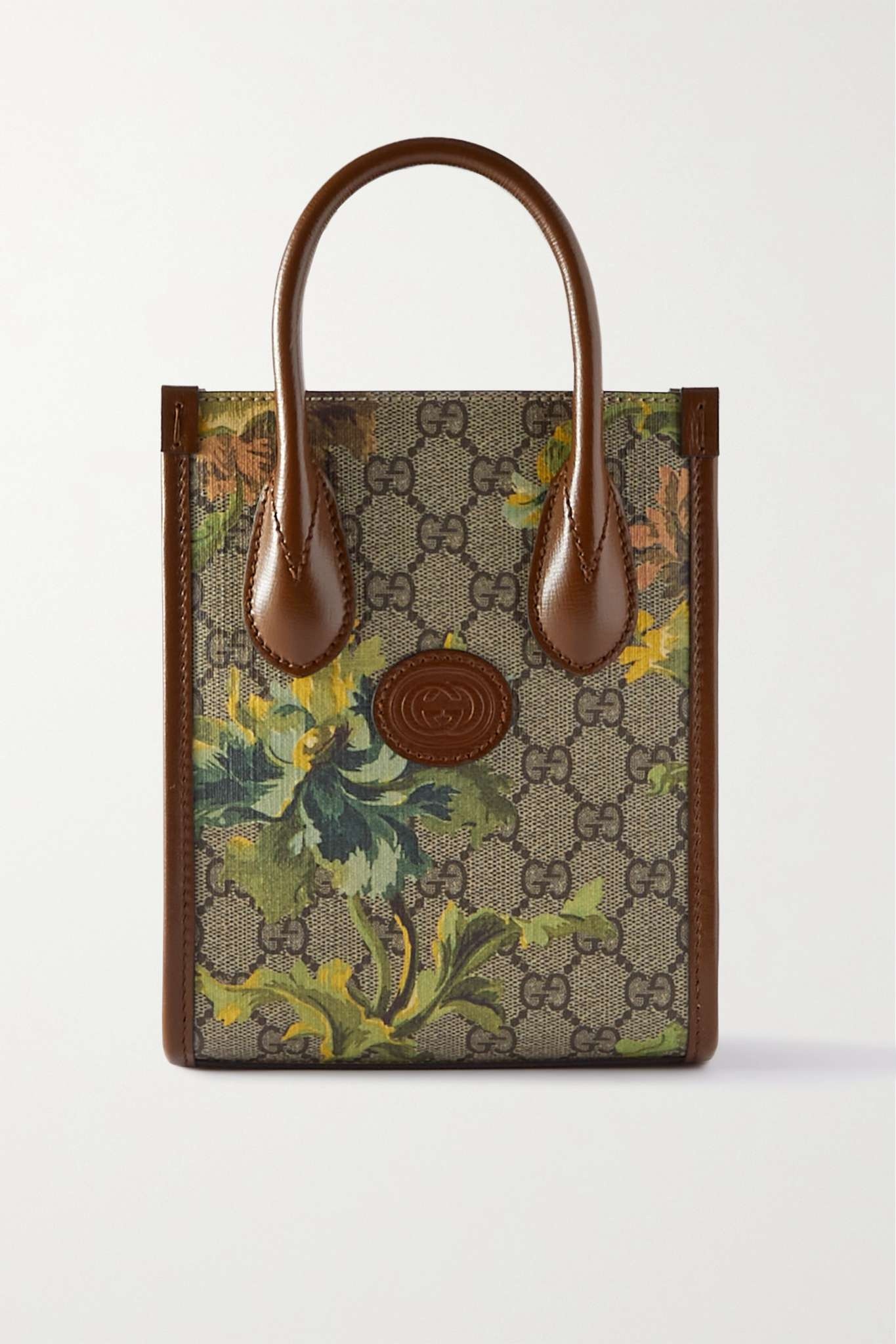 Mini leather-trimmed printed coated-canvas tote - 1