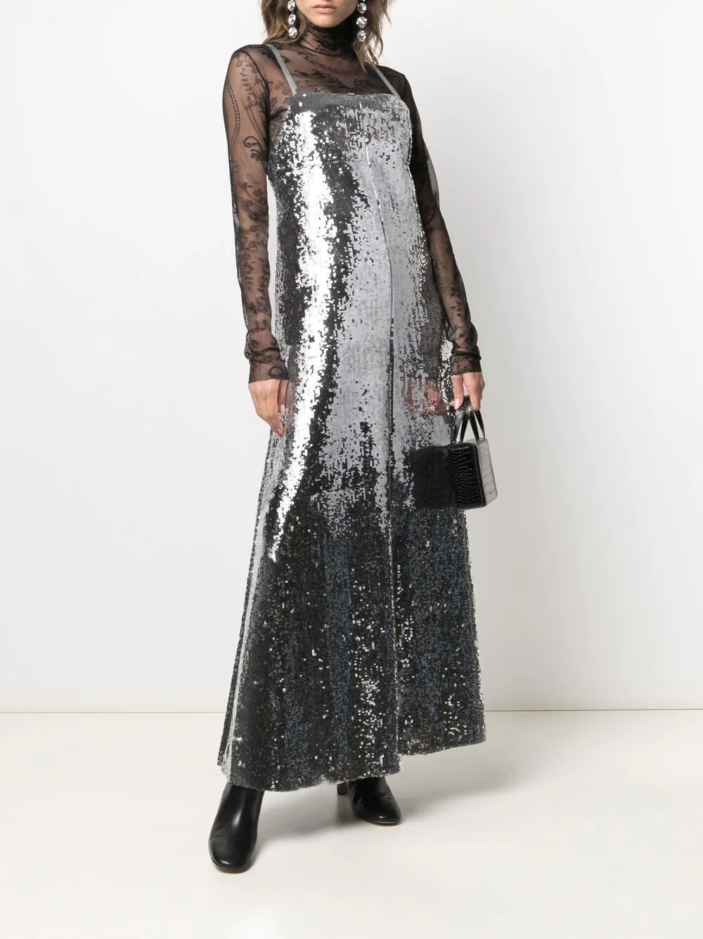 metallic-effect sequinned maxi dress - 2