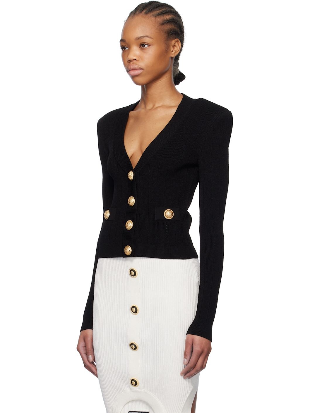 Black Cropped Knit Cardigan - 4