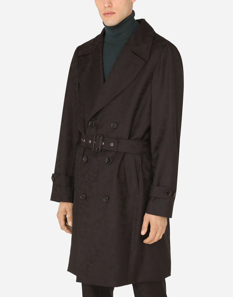 Camouflage wool jacquard trench coat - 4