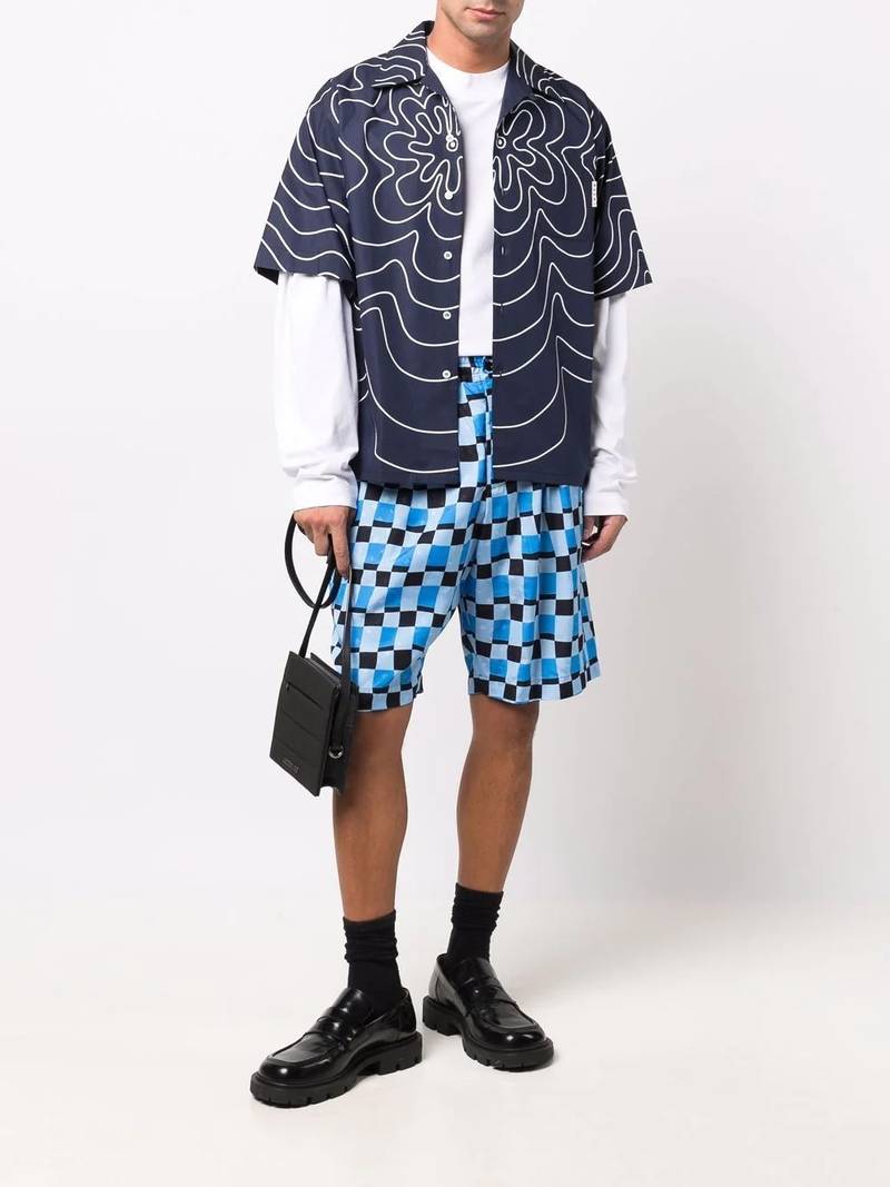 Marni checked knee-length shorts outlook