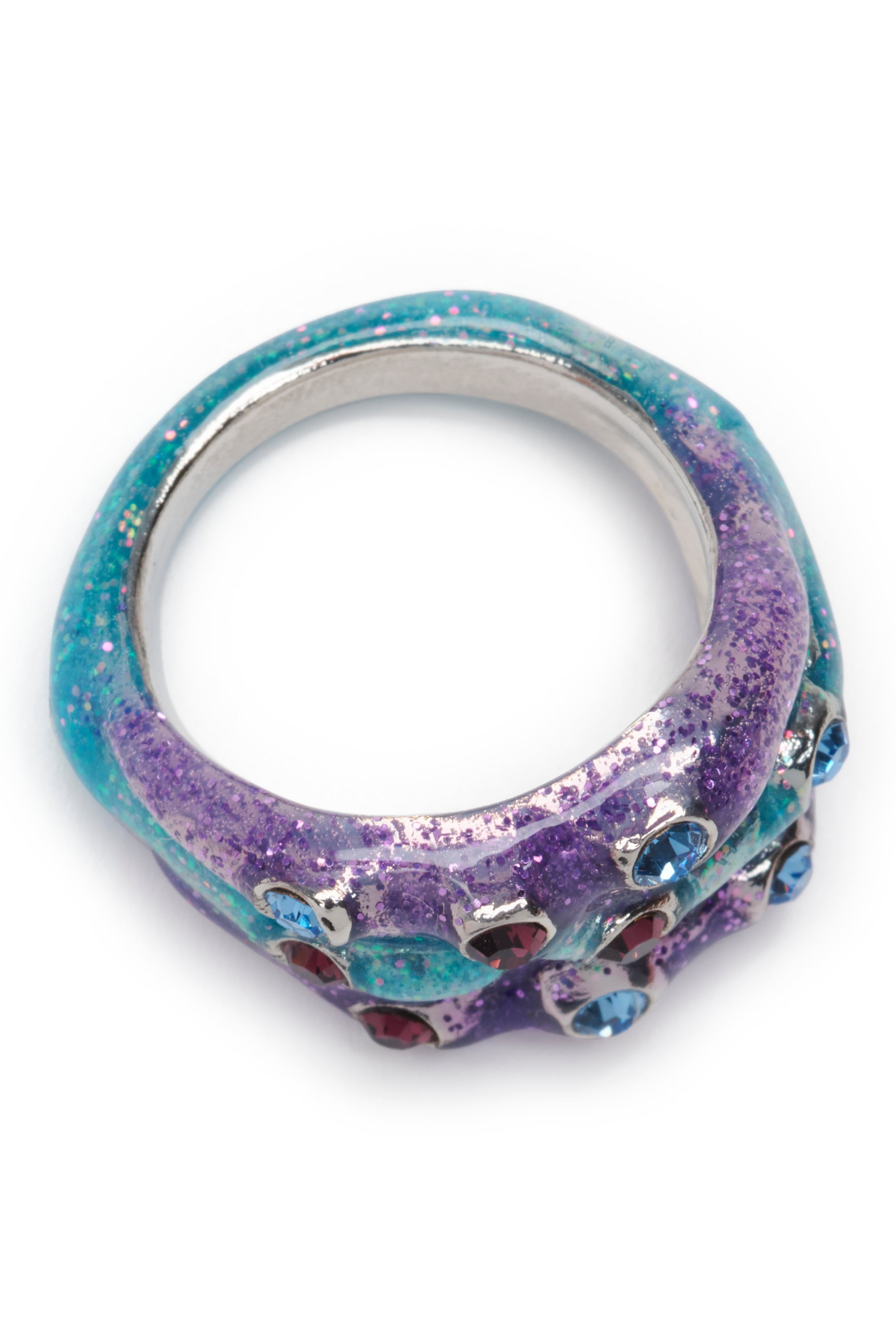 PERIWINKLE GLITTER STACKED RING - 4