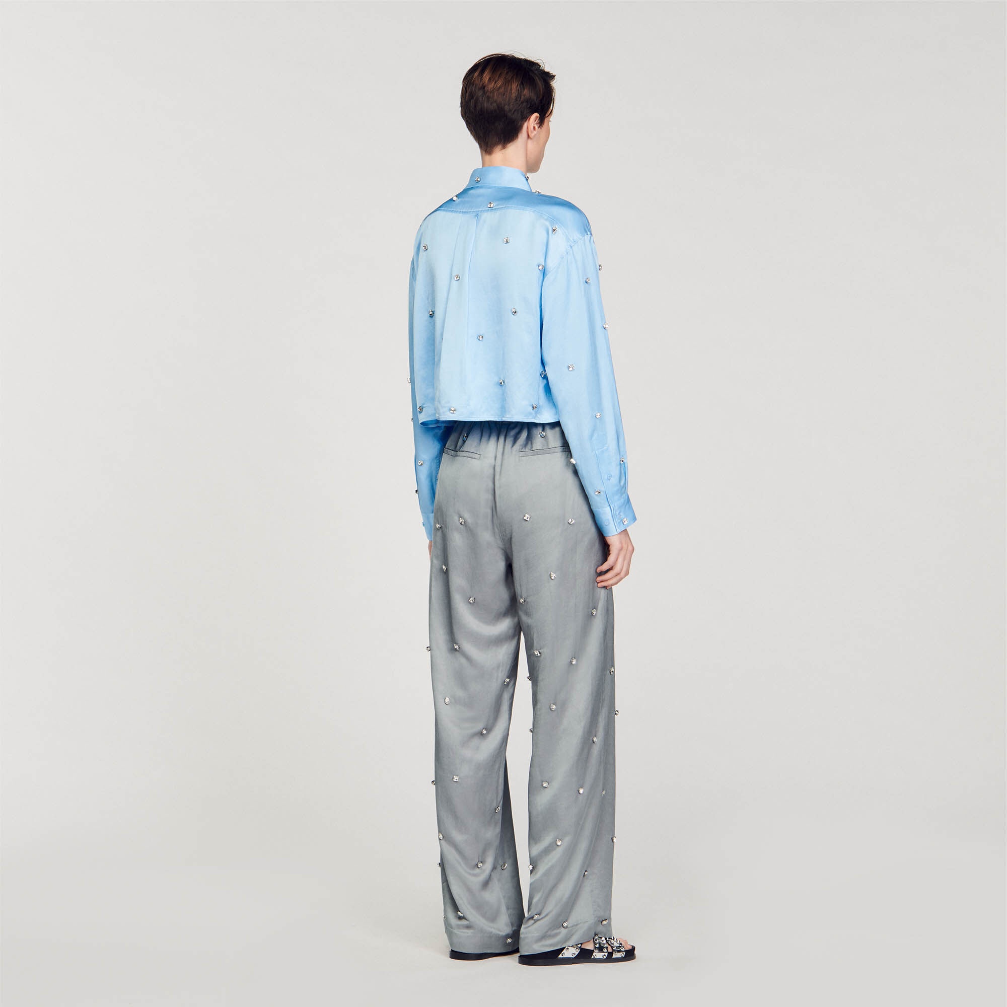 SATINY RHINESTONE SHIRT - 6