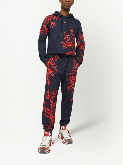 Dolce & Gabbana coral-print pullover hoodie outlook