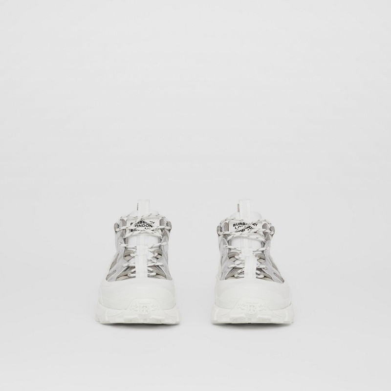 Metallic Leather, Nylon and Mesh Arthur Sneakers 5