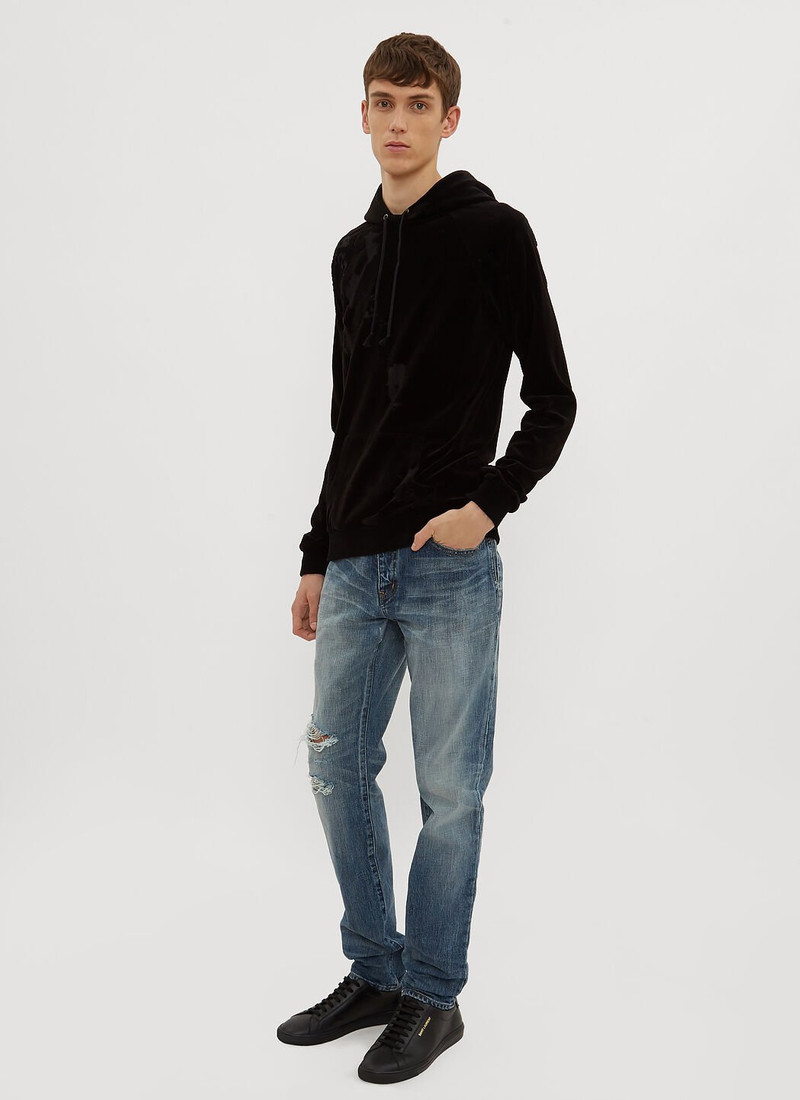 SAINT LAURENT Hooded Burnt Out Velvet Sweater outlook