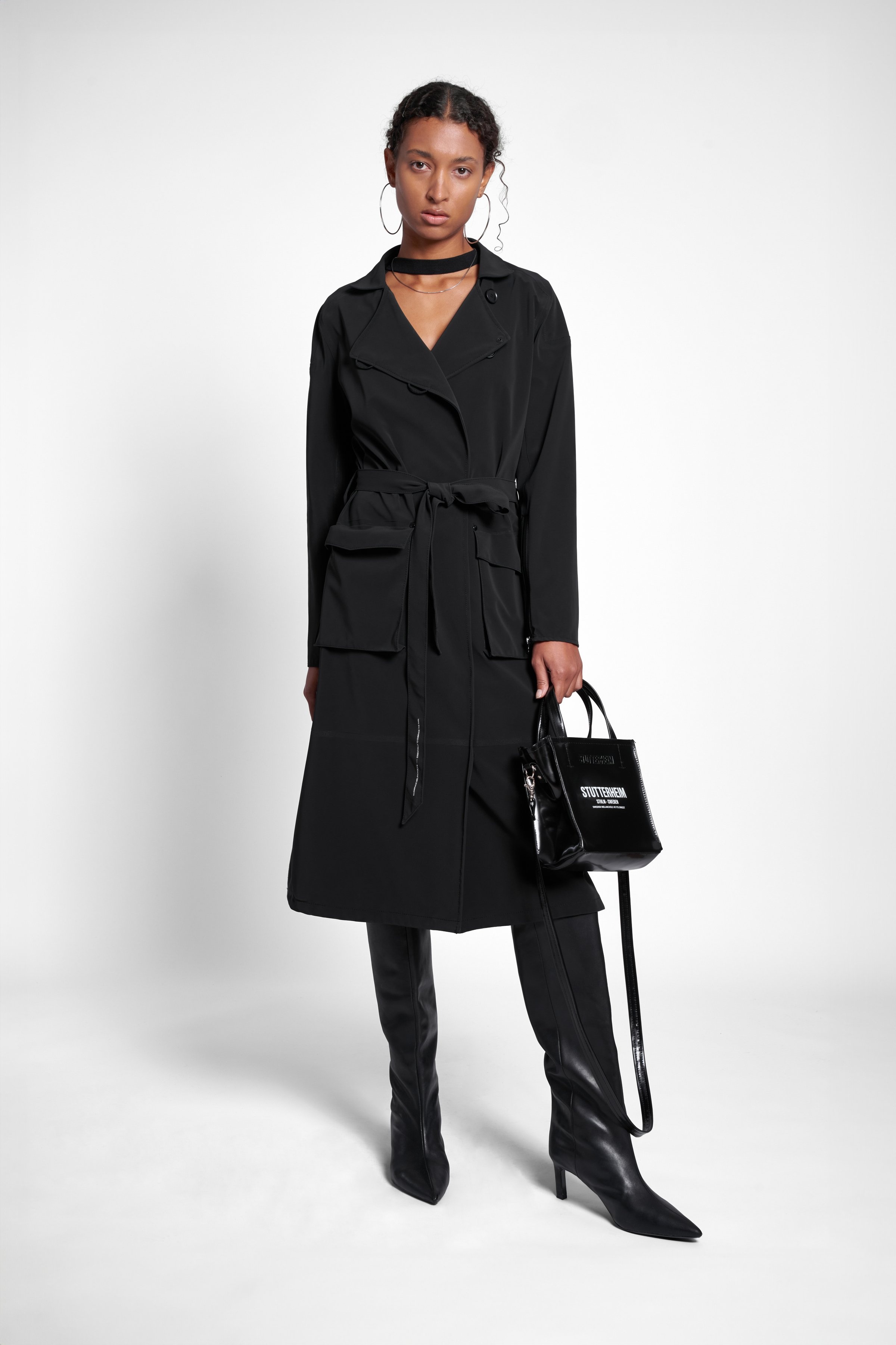 Kista Matte Trench Coat Black - 2