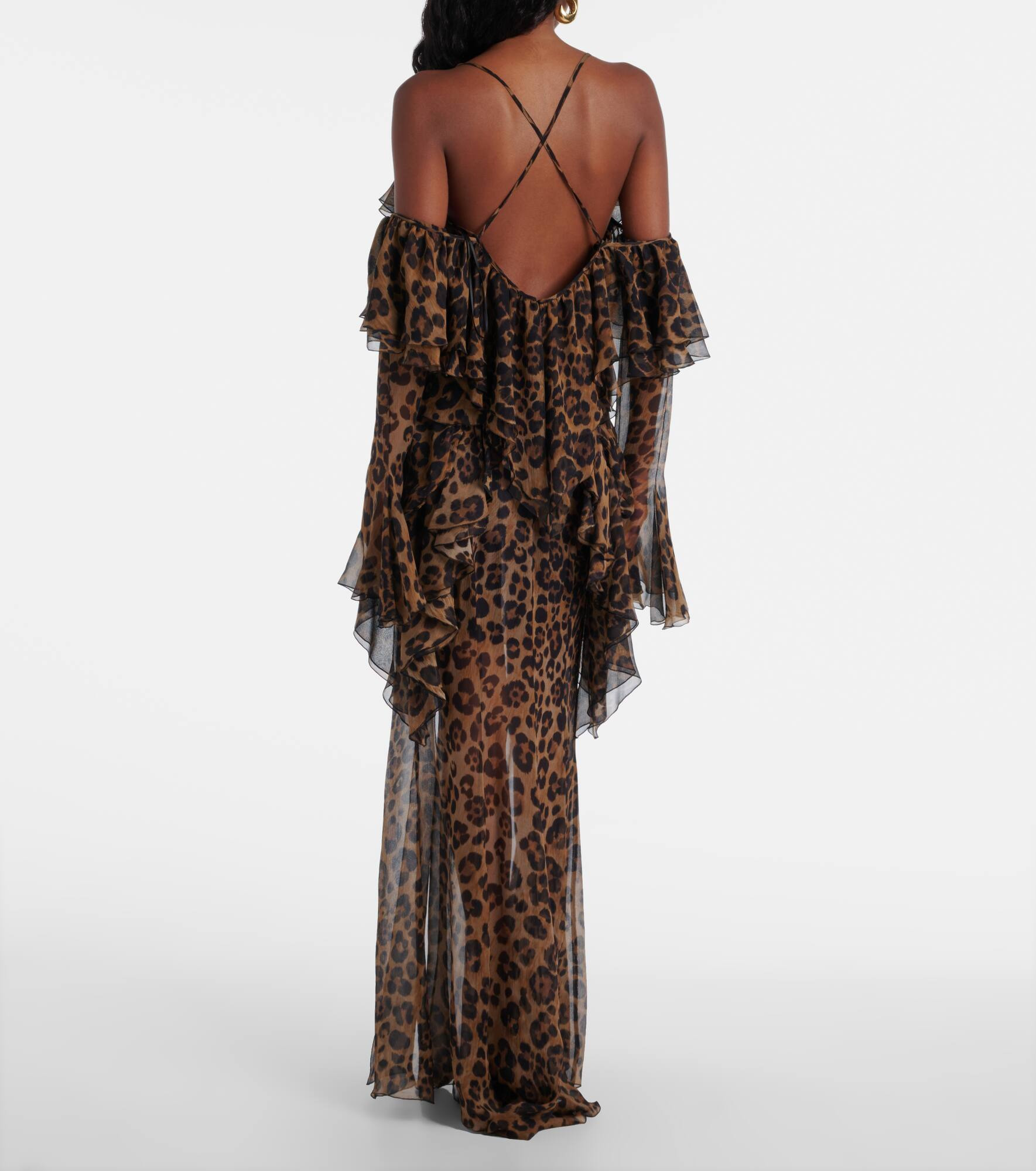 Leopard-print draped silk top - 3