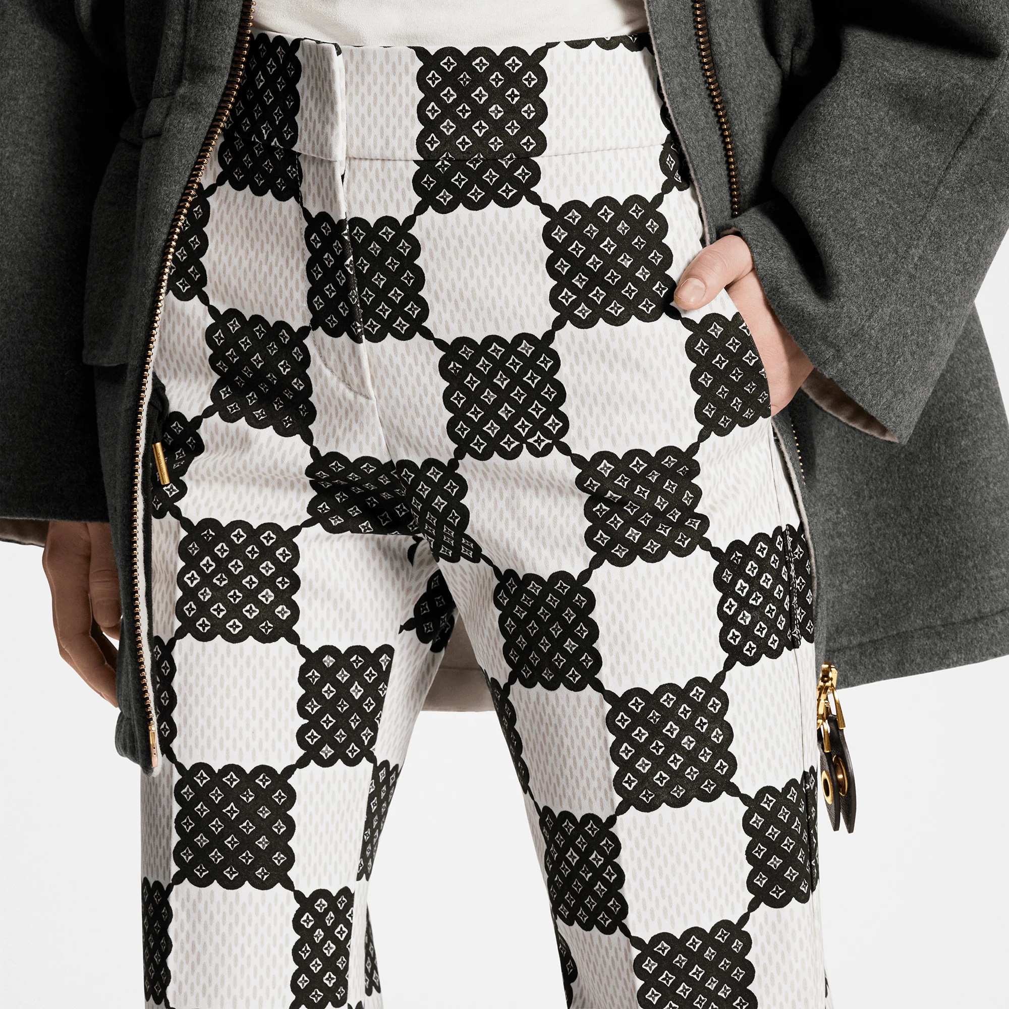 Bubble Damier Straight-Cut Pants - 2