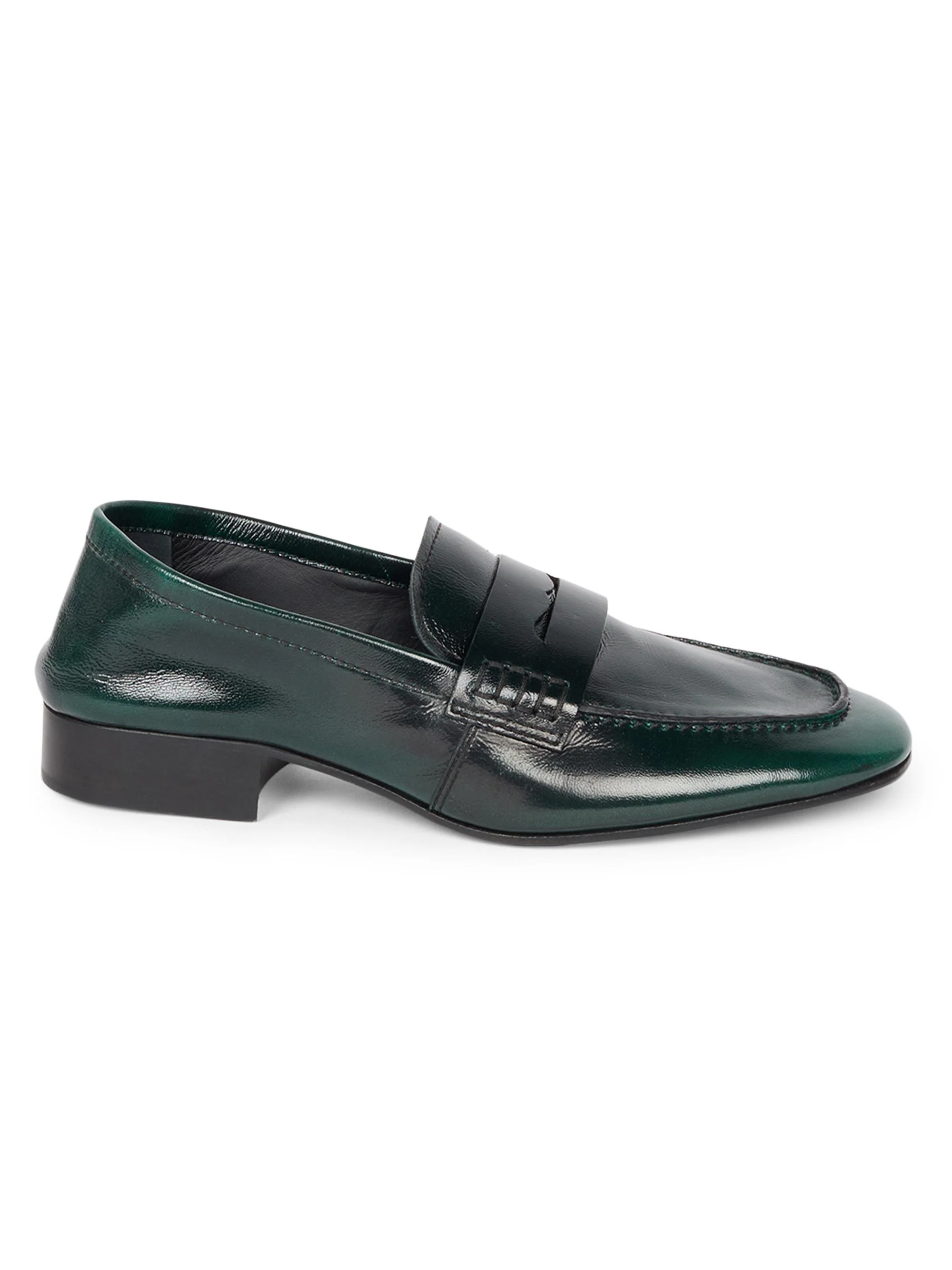 Women's Leather Penny Loafers - Emerald - 1