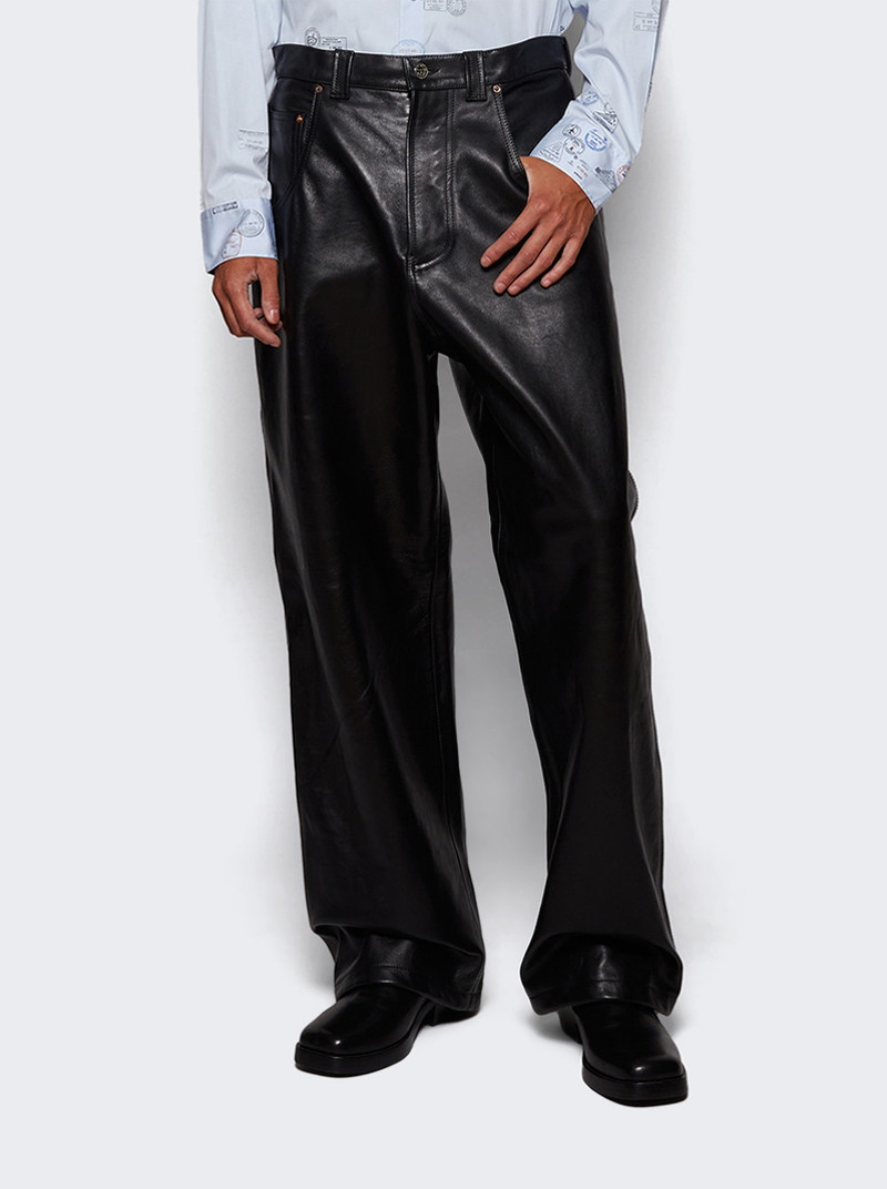 VETEMENTS Leather Hip Hop Pants Black outlook