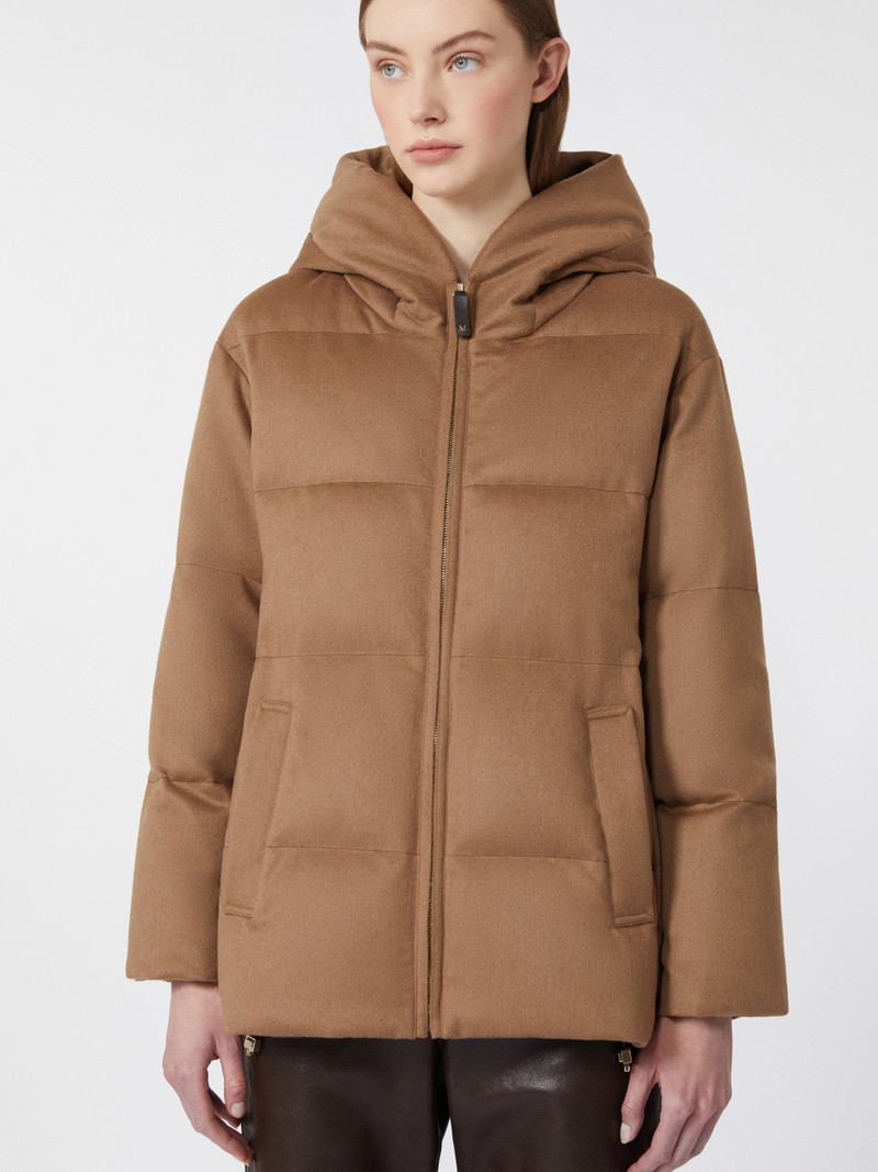 CORONA Short water-repellent canvas and camel down jacket - CAMEL 5