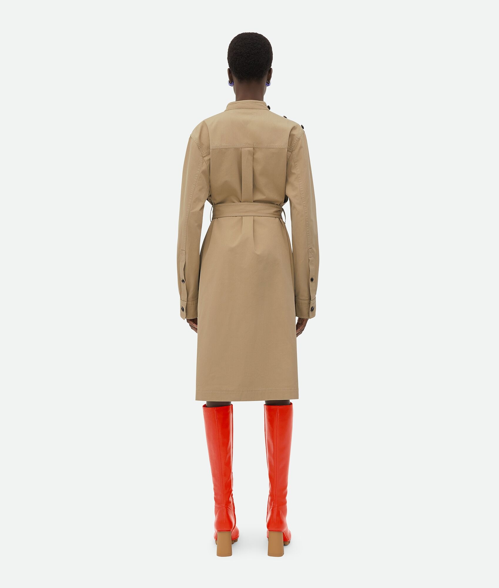 Light Cotton Twill Belted Dress - 3
