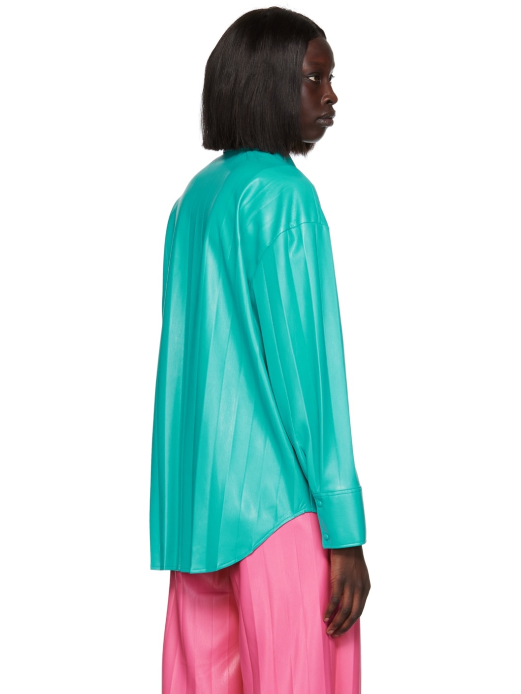 Blue Faux-Leather Shirt - 3