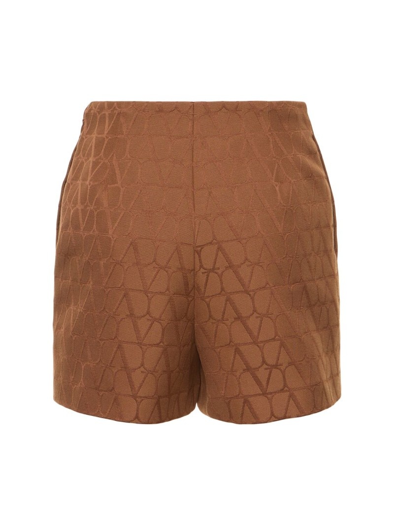 Valentino Logo Cotton Blend Jacquard Shorts Reversible