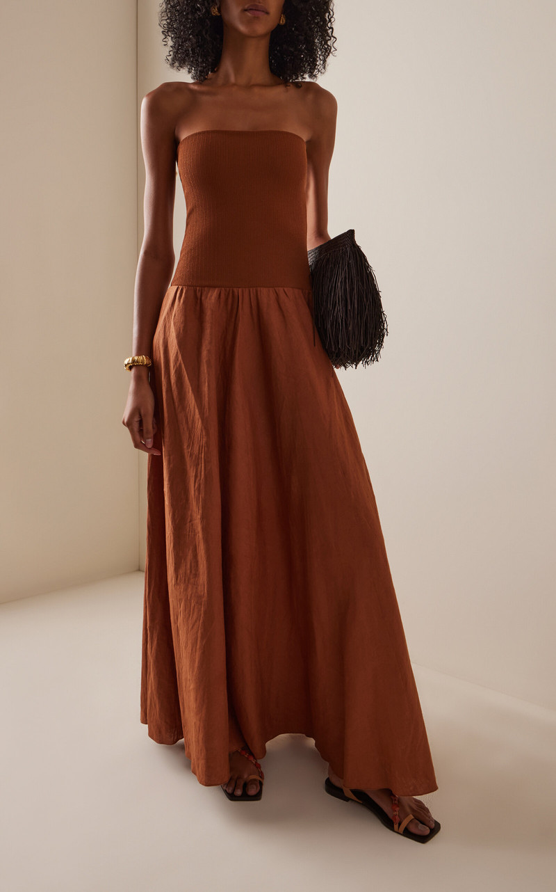 Johanna Ortiz Empowerment Movement Linen-Blend Maxi Skirt brown outlook