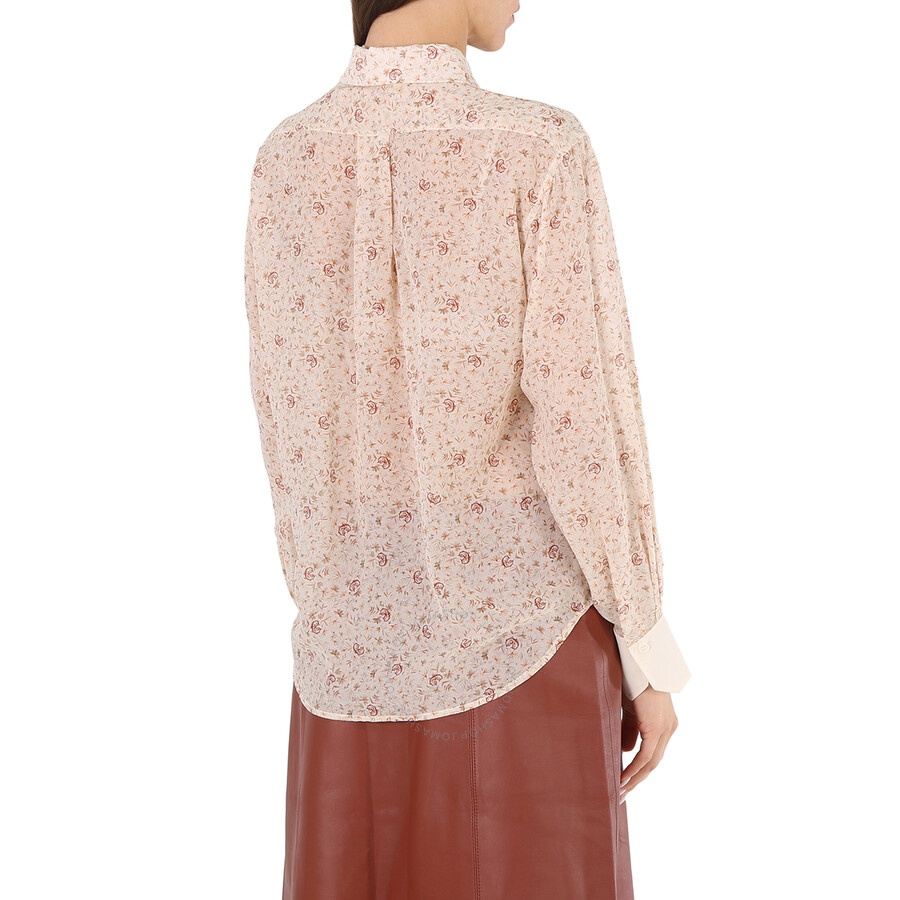 Chloe Ladies Dew Pink C Micro Flower Motif Silk Blouse - 3