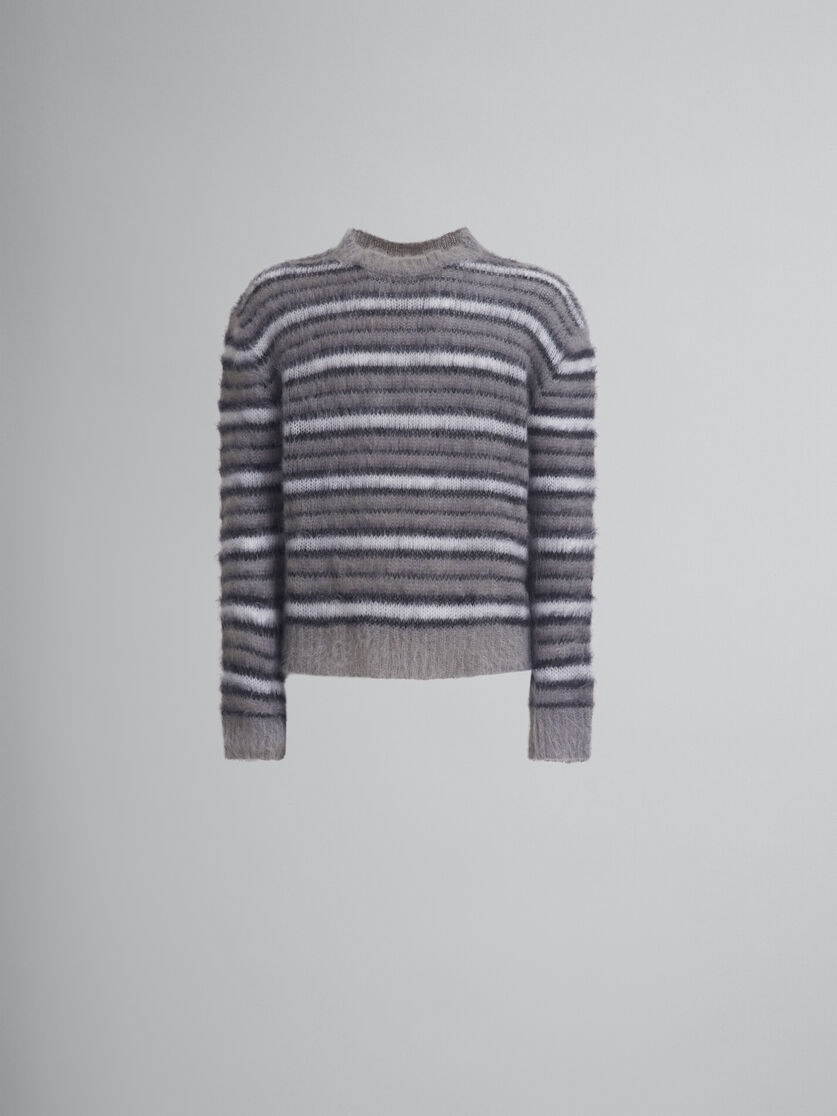 GREY STRIPED MOHAIR JUMPER - 1