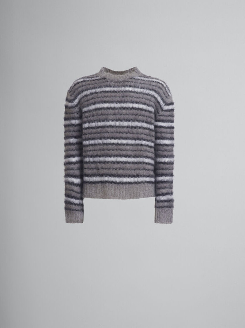 GREY STRIPED MOHAIR JUMPER 1
