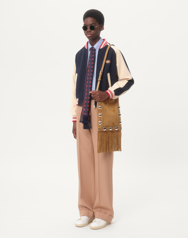 Valentino WOOL AND COTTON BOMBER JACKET WITH VLOGO AND CHAT DE LA MAISON PATCH outlook