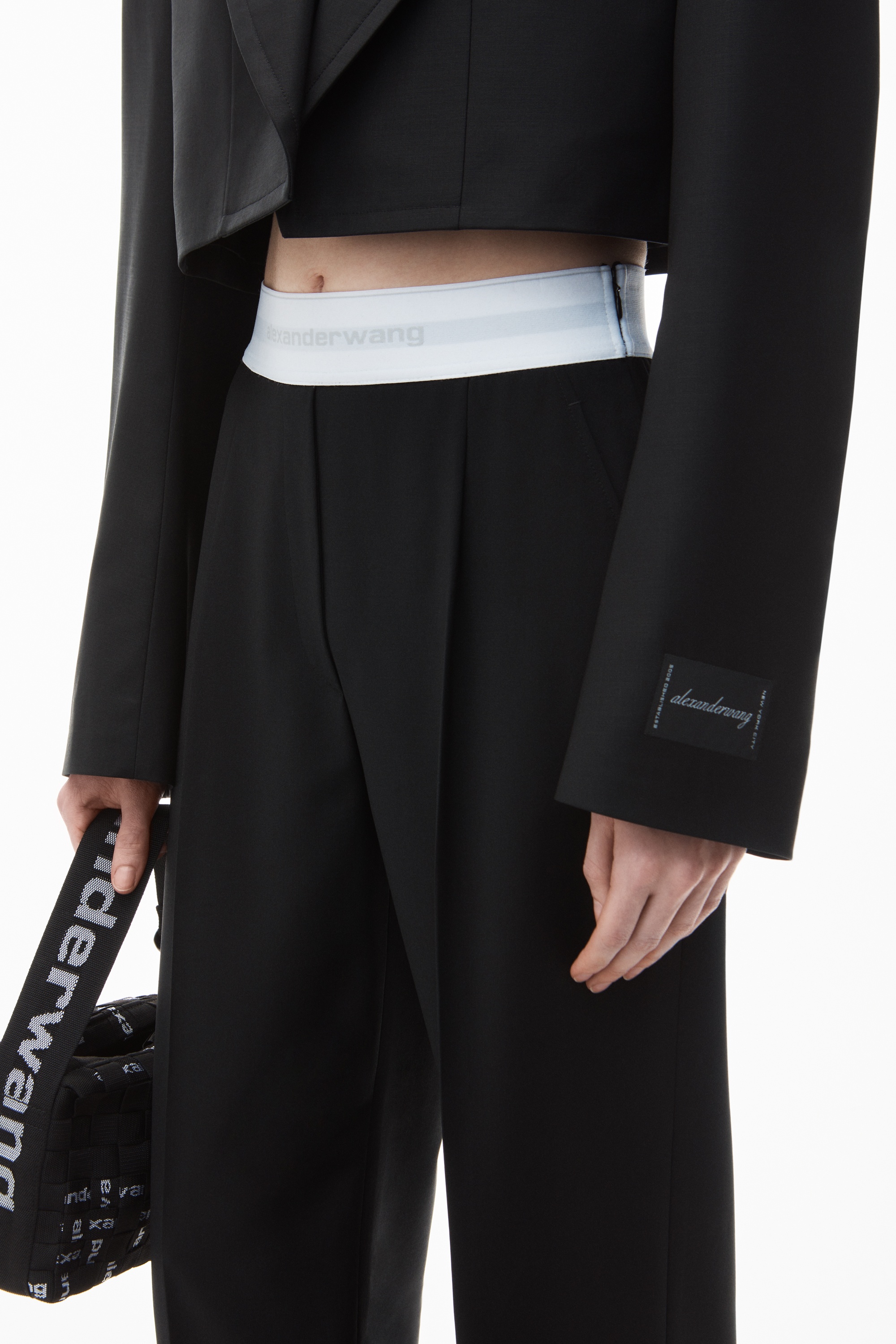 High-Waist Pleated Pant with Logo Elastic - 3