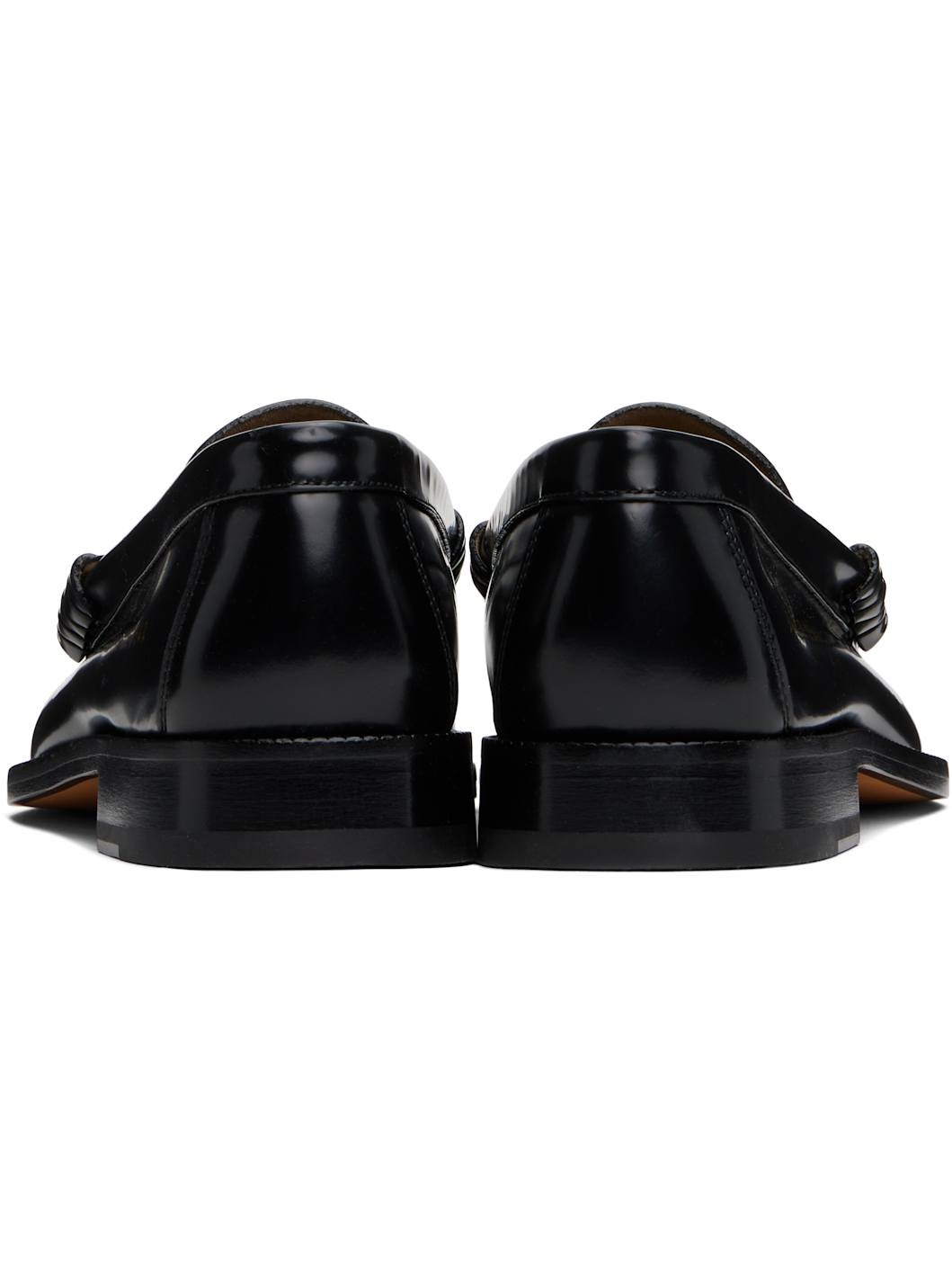 Black Polished Leather Loafers - 2