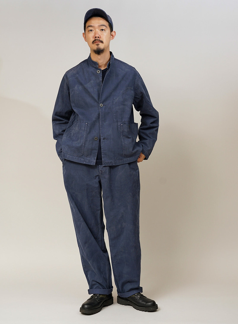 Nigel Cabourn Wide Leg Jean Cotton Twill in RAF Blue outlook