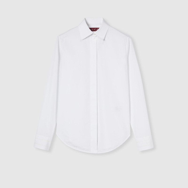 Cotton poplin shirt with embroidery 1