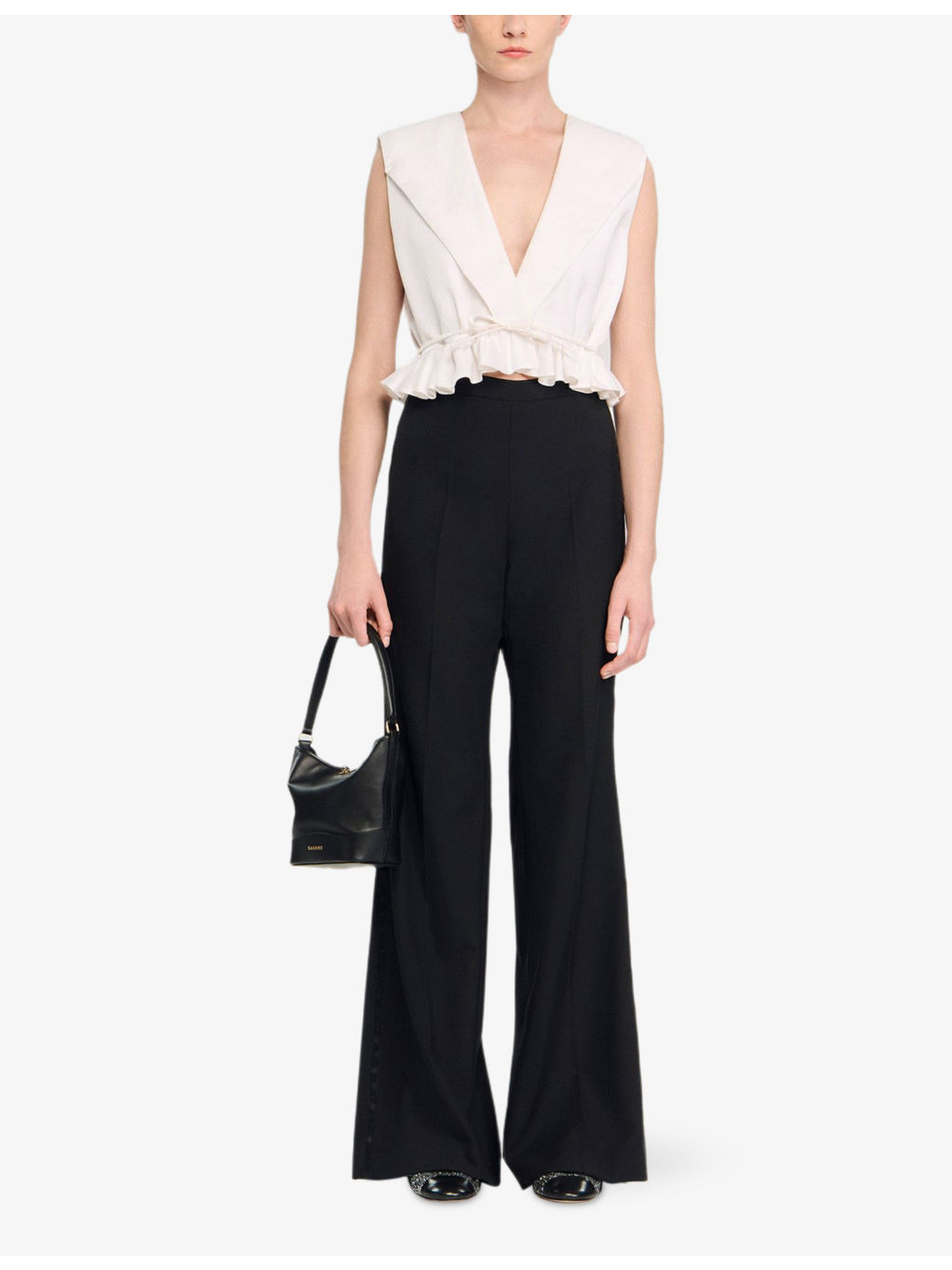 Satin-Stripe Flared-Leg High-Rise Wool-Blend Trousers - 2