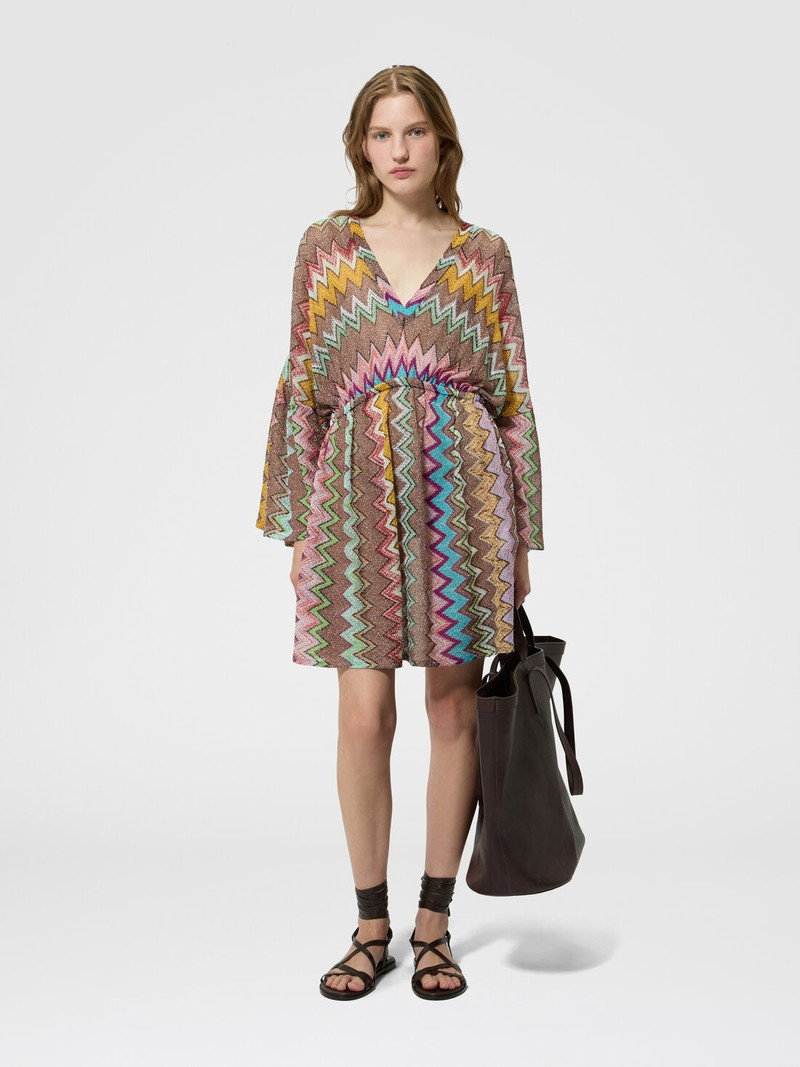 Missoni Short beach cover-up in lamé viscose with macro zigzag pattern outlook