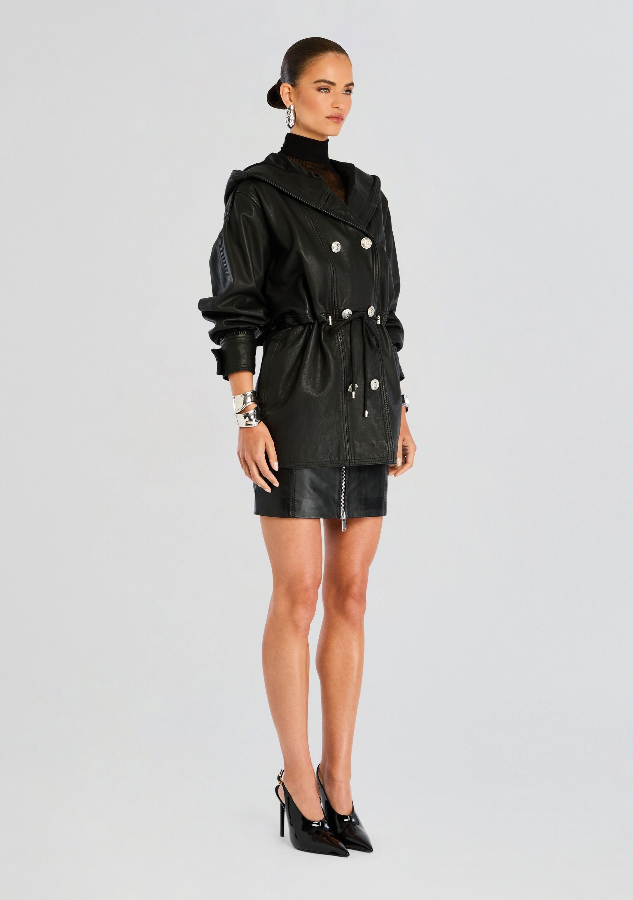 ADRIENNE LEATHER SKIRT - 3