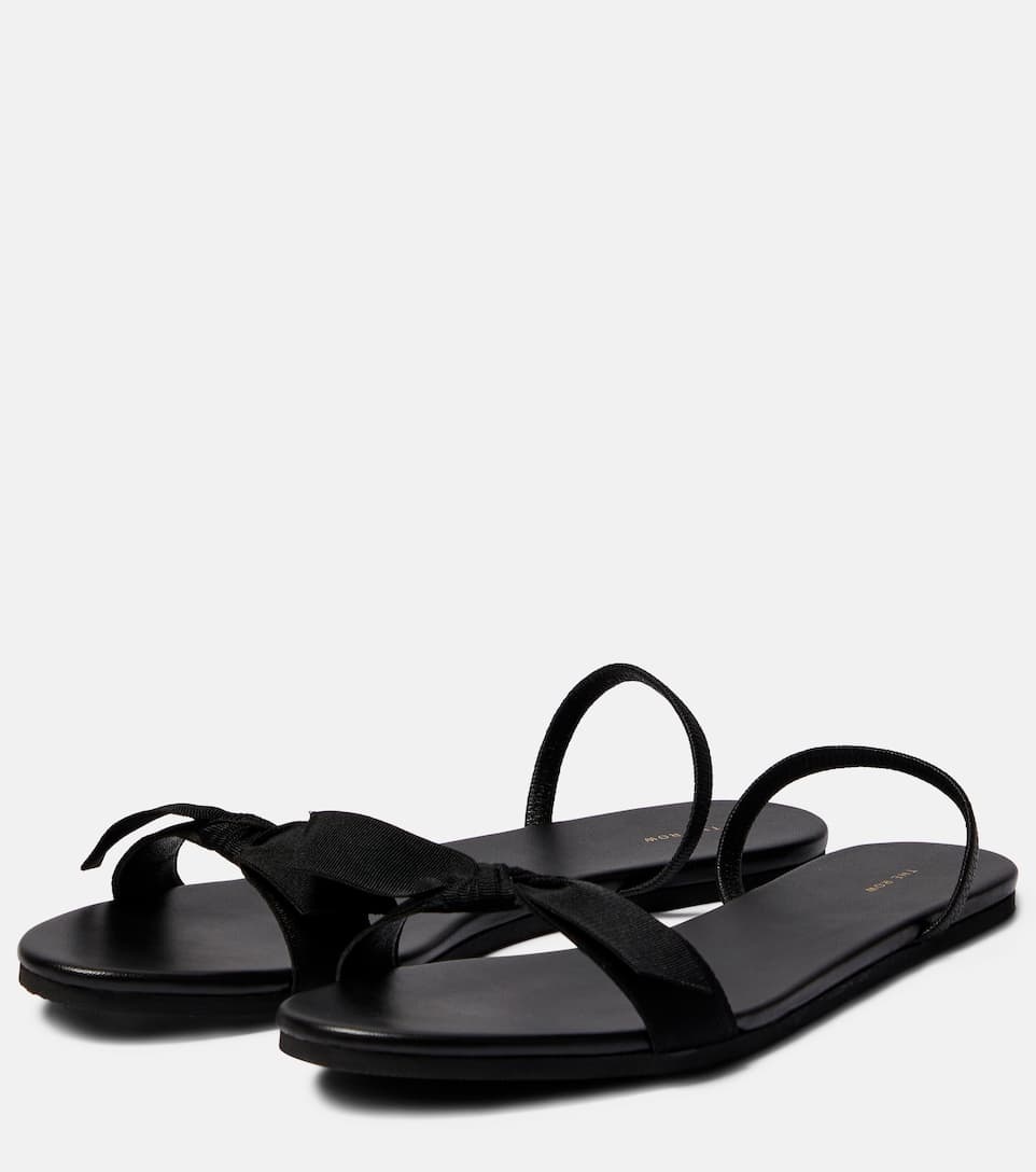 Bow leather slingback sandals - 5