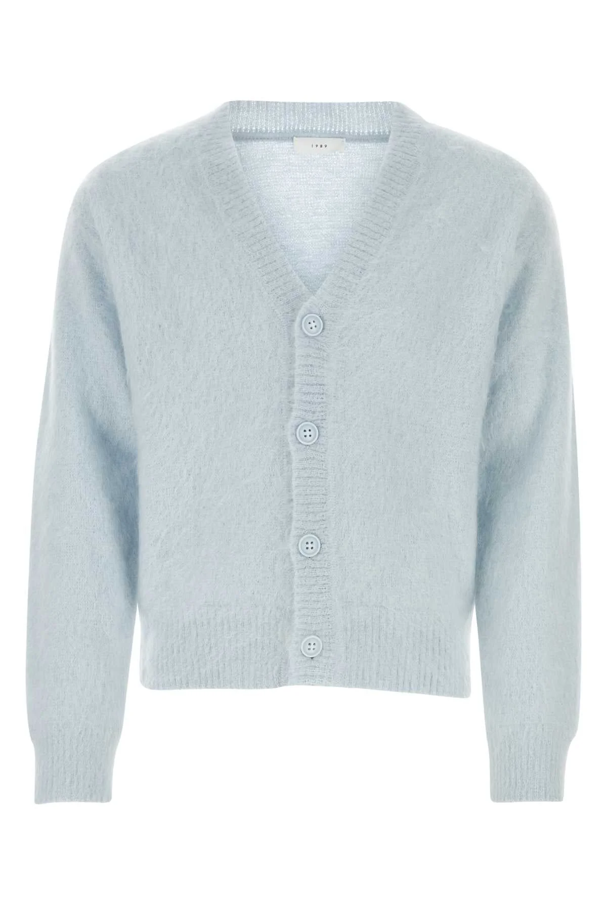 1989 Studio Men Pastel Light Blue Mohair Blend Cardigan - 1