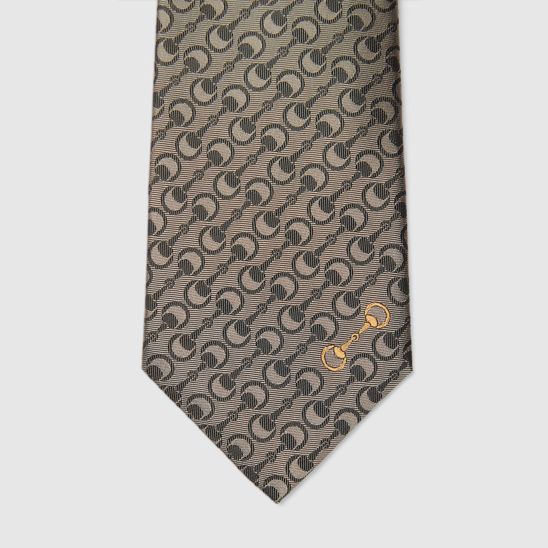 Horsebit silk jacquard tie 4