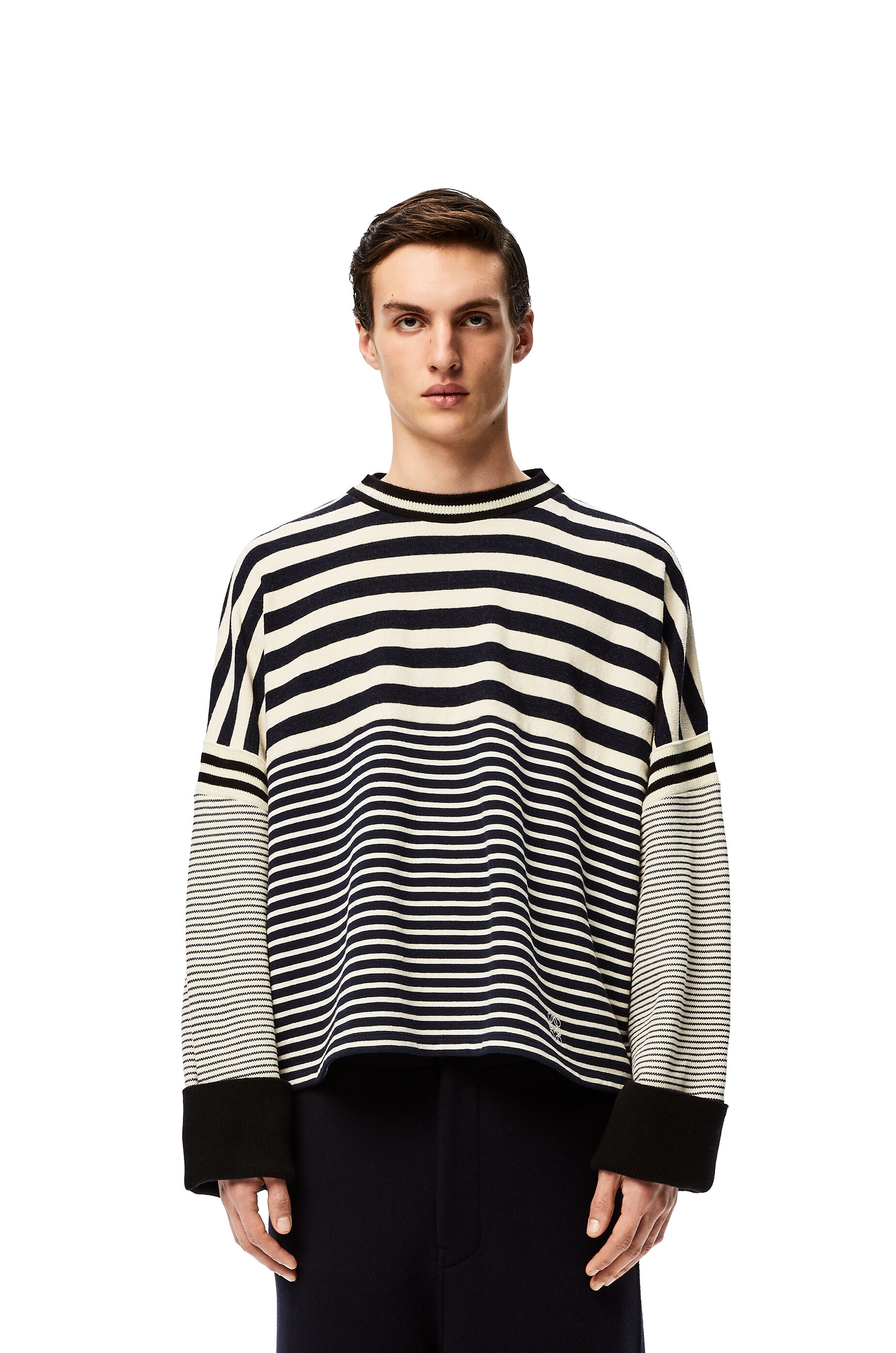 Oversize sweatshirt in striped cotton - 3