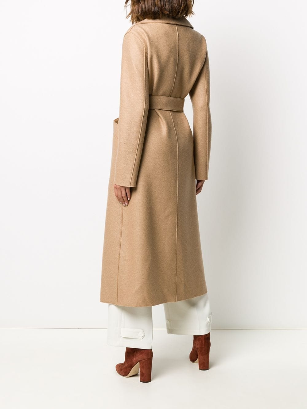 wrap-around virgin wool coat - 4